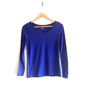 Ann Taylor Loft Long Sleeve Scoop Neck in Royal Blue S